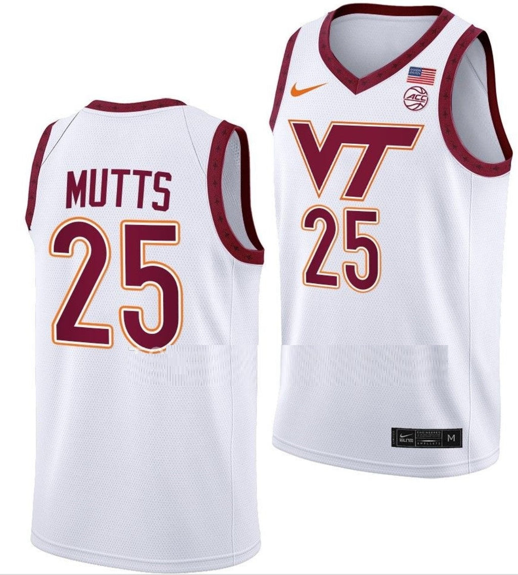 Justyn Mutts Jersey Virginia Tech Hokies College Basketball Swingman White #25