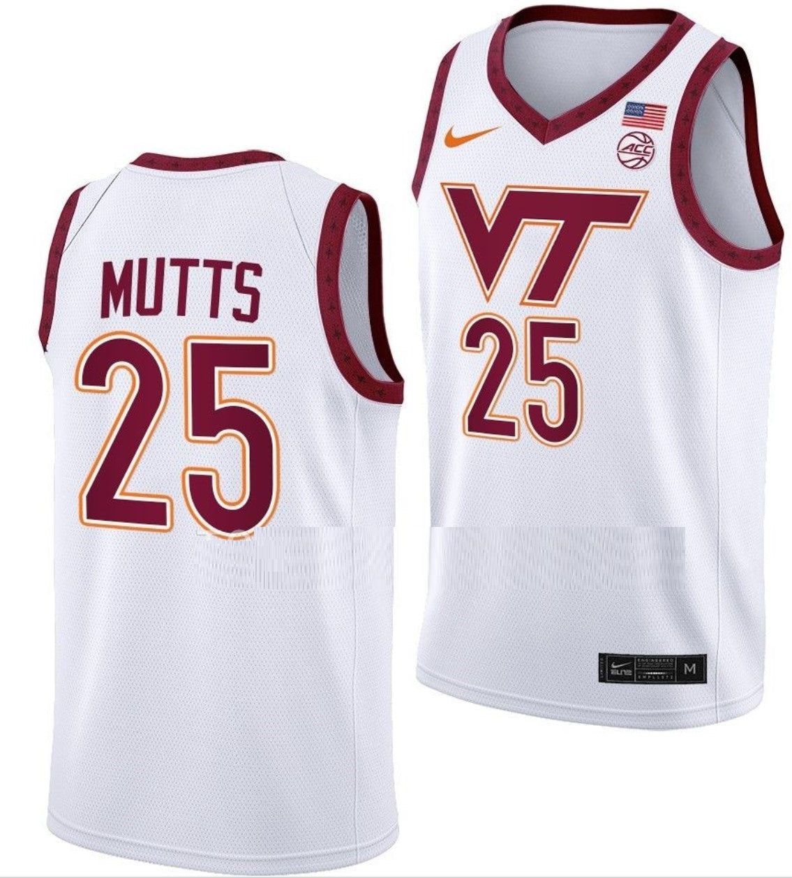 Justyn Mutts Jersey Virginia Tech Hokies College Basketball Swingman White #25