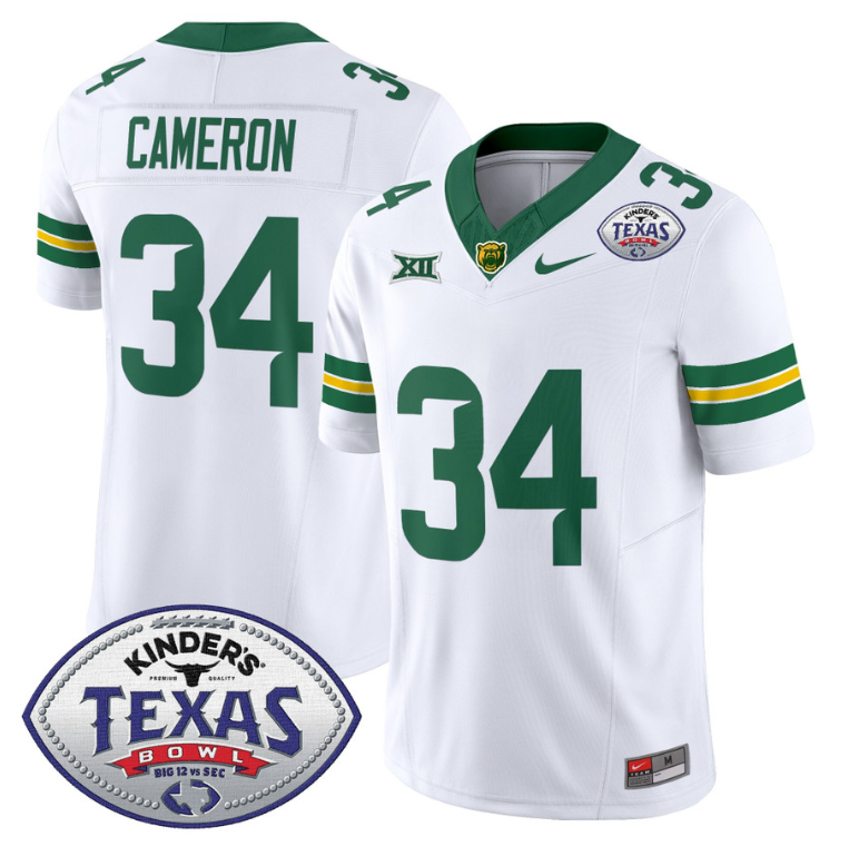 Josh Cameron Jersey #34 Baylor Bears 2024 Texas Bowl Football Stitched White