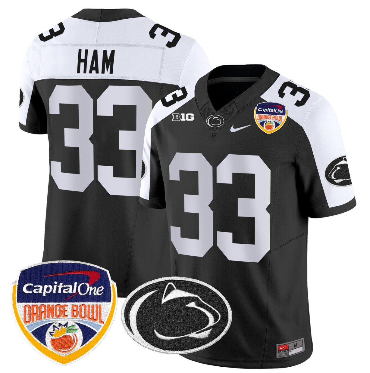 Jack Ham Jersey #33 Penn State Orange Bowl Patch Stitched Black Alternate