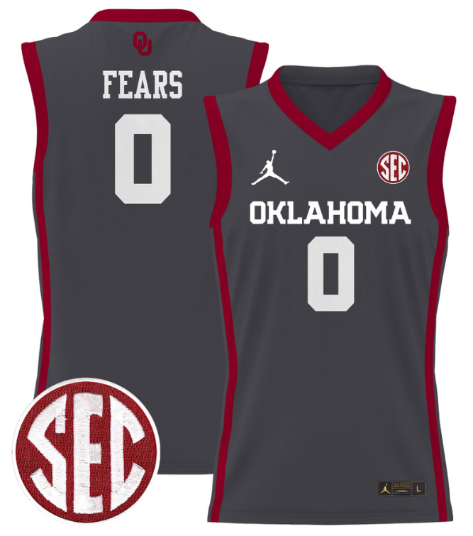 Jeremiah Fears Jersey #0 Oklahoma Sooners 2024 Lightweight Basketball Anthracite