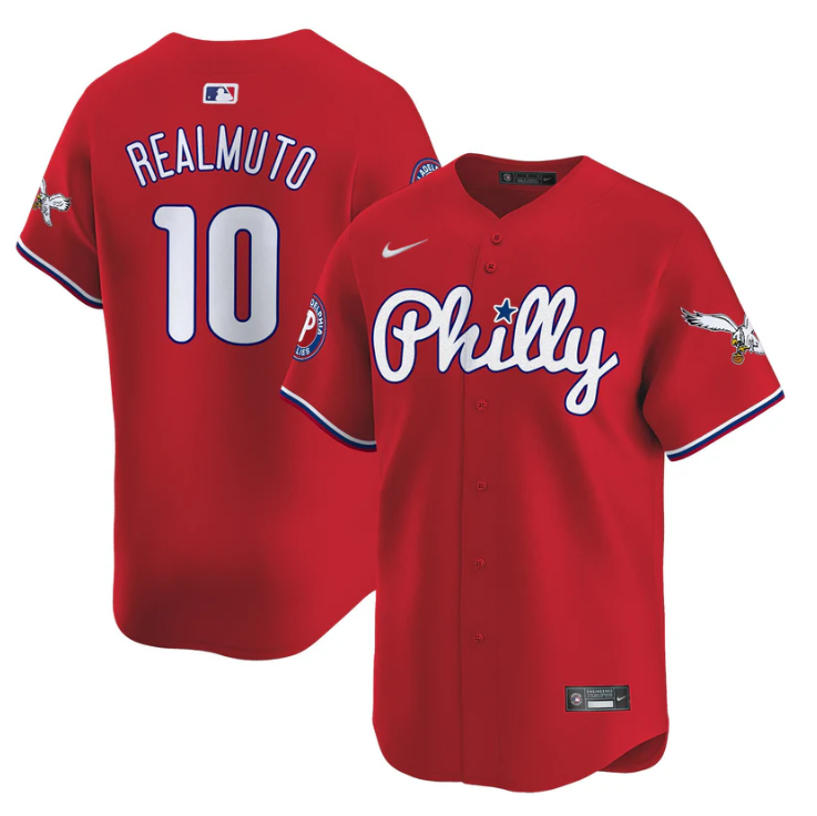 J.T.Realmuto Jersey #10 Phillies and Eagles Vapor Premier Limited Stitched Red