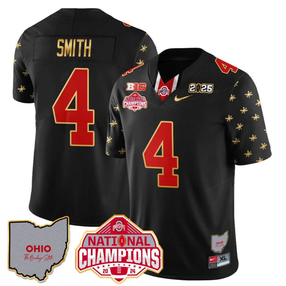 Jeremiah Smith Jersey #4 Ohio State National Champions 2025 Patch Black Special