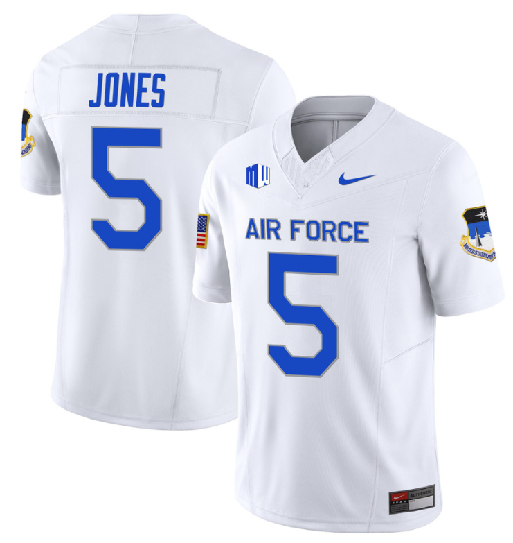 Jensen Jones Jersey #5 Air Force Falcons Limited Football Stitched White
