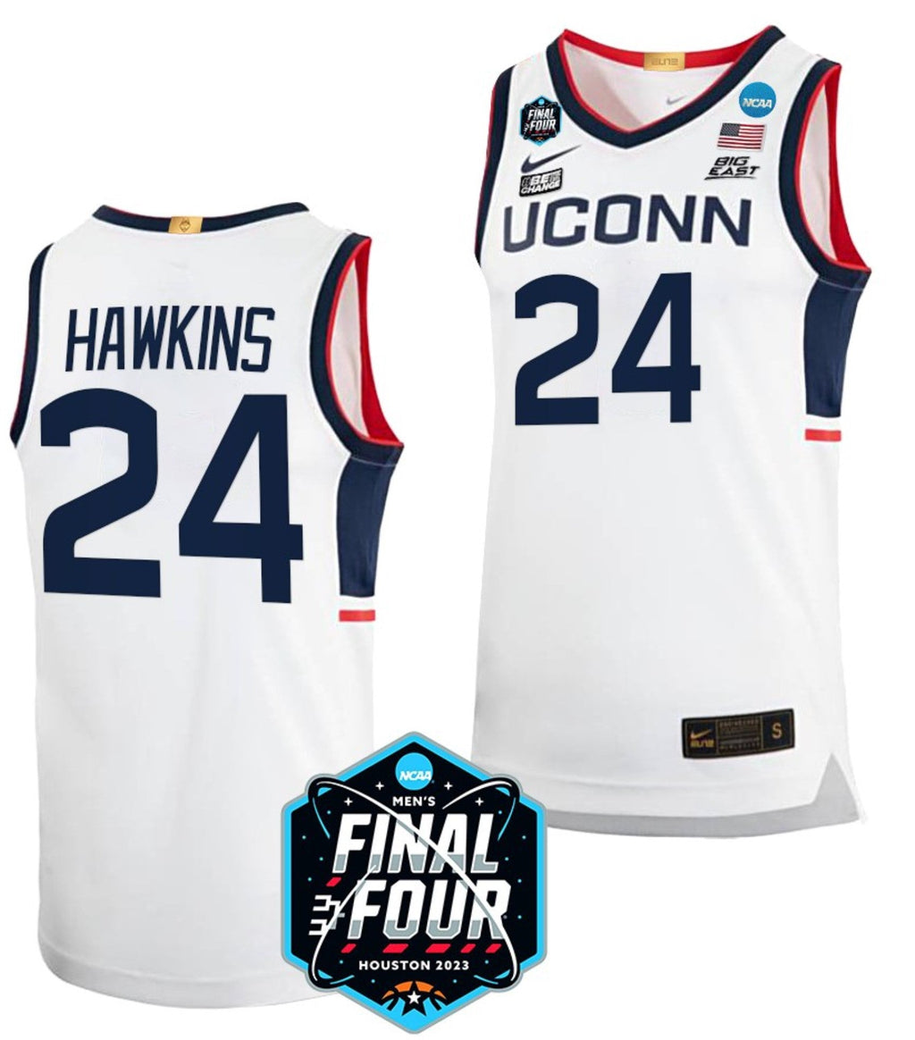 Jordan Hawkins Jersey UConn Huskies College Basketball 2023 NCAA Final Four White #24