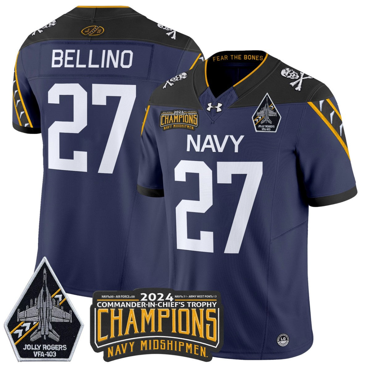 Joe Bellino Jersey #27 Navy Midshipmen Commander-in-chief's Trophy Navy