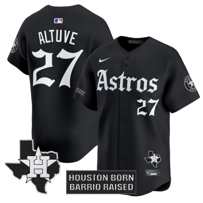 José Altuve Jersey #27 Houston Astros Gothic Edition Vapor Premier Limited Stitched Black