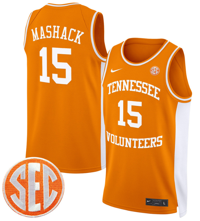 Jahmai Mashack Jersey #15 Tennessee Vols 2024 Swingman Basketball Orange