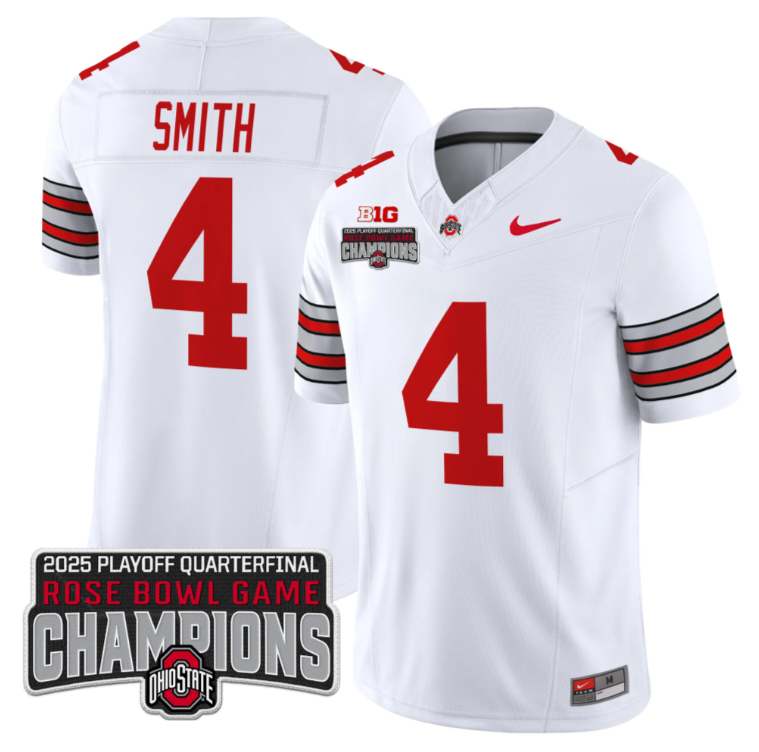Marvin Harrison Jr Jersey #18 Ohio State 2025 Rose Bowl Champions Patch Black