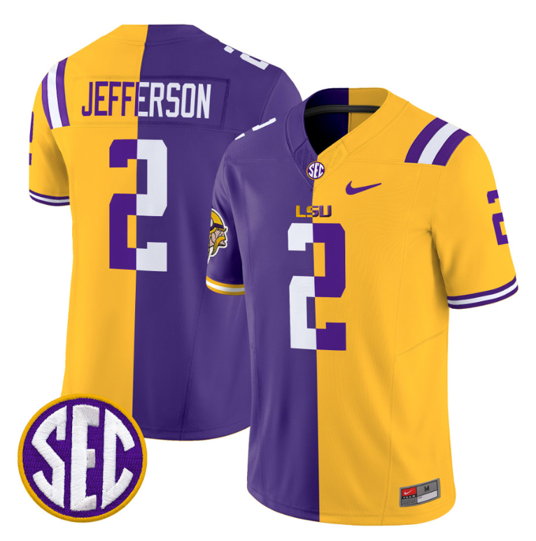 Justin Jefferson Jersey #2 LSU Tiger Split Vapor Limited V2 Football All Stitched