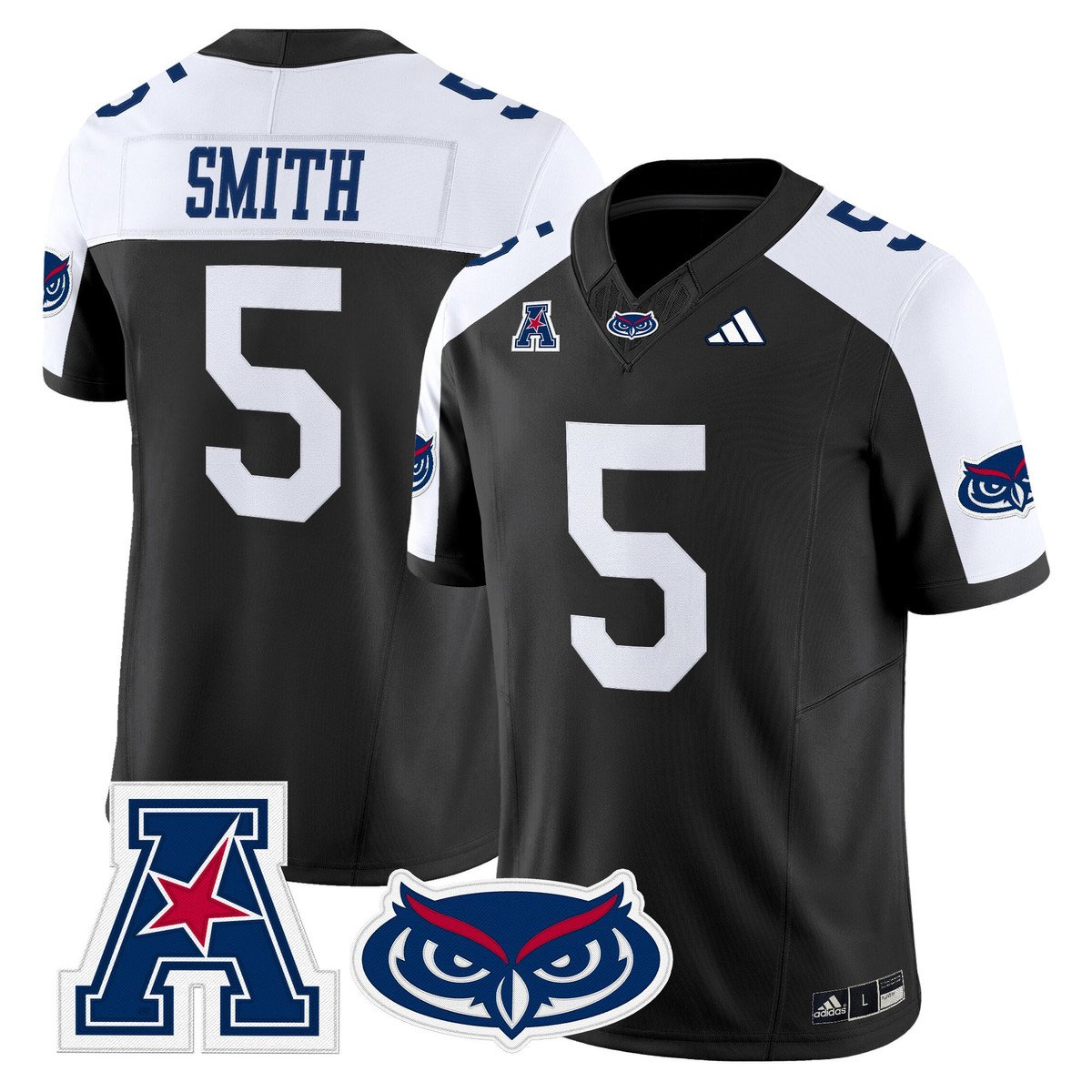 Jabari Smith Jersey #5 Florida Atlantic Owls 2025 All Stitched Black Alter