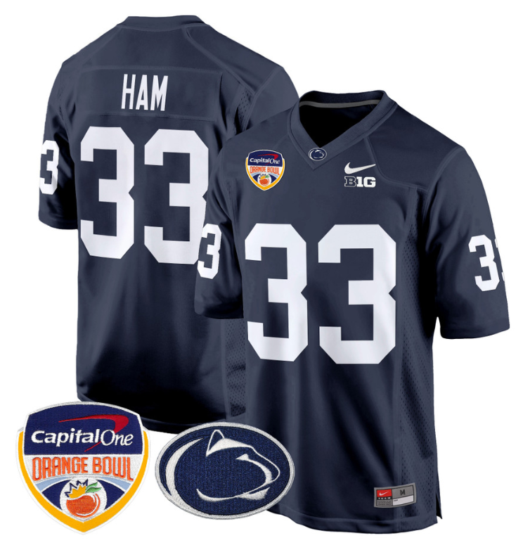Jack Ham Jersey #33 Custom Penn State Orange Bowl Patch Navy