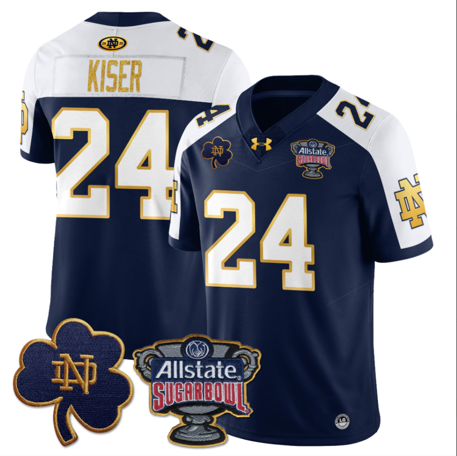 Jack Kiser Jersey #24 Notre Dame Fighting Irish Allstate Sugar Bowl Navy