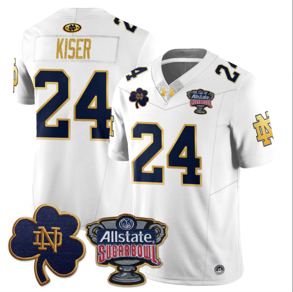Jack Kiser Jersey #24 Notre Dame Fighting Irish Allstate Sugar Bowl White