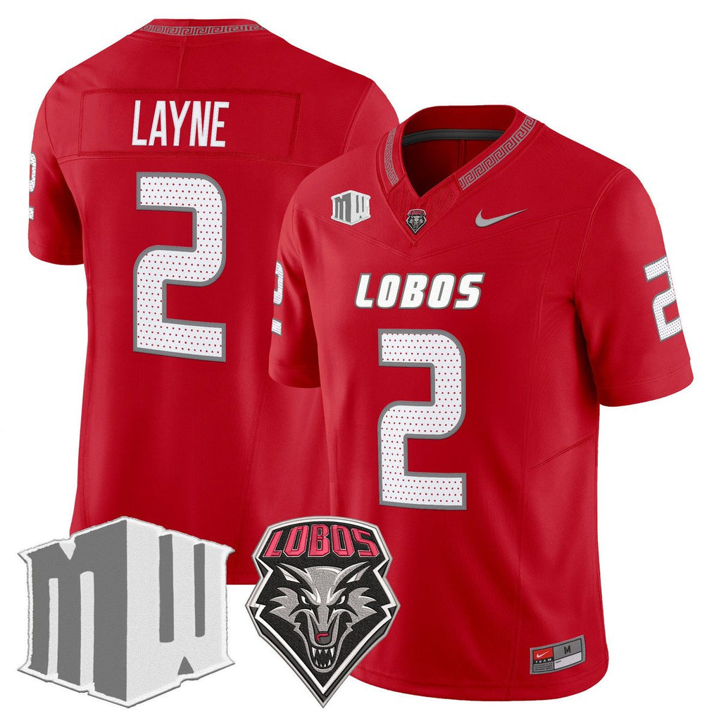 Jack Layne Jersey #2 New Mexico Lobos 2025 Vapor Limited Stitched Red