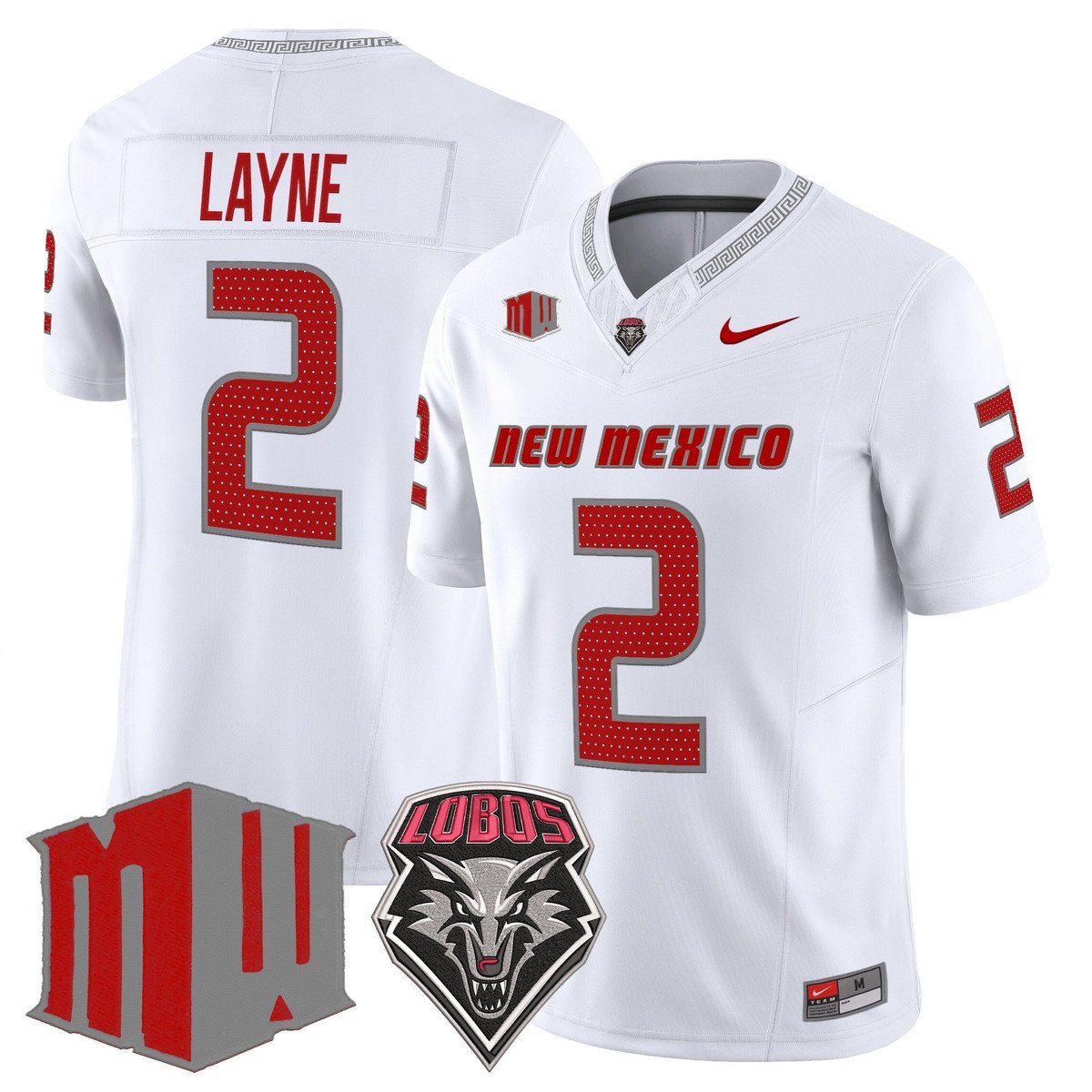 Jack Layne Jersey #2 New Mexico Lobos 2025 Vapor Limited Stitched White