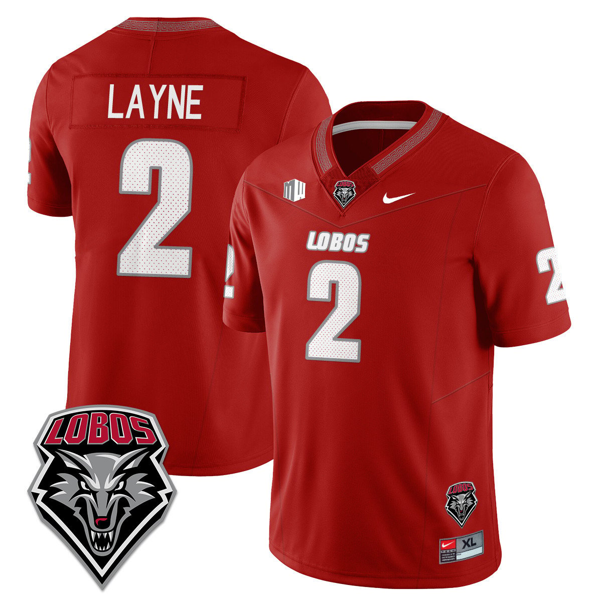 Jack Layne Jersey #2 UNM Lobo Football 2025 Stitched Red