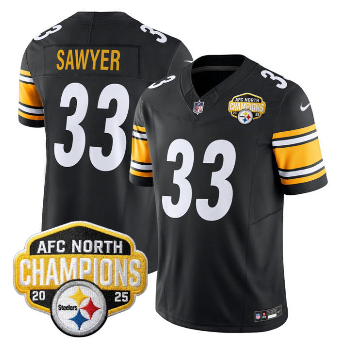 Jack Sawyer Jersey #33 AFC North Division Champions 2025 Stitched Black