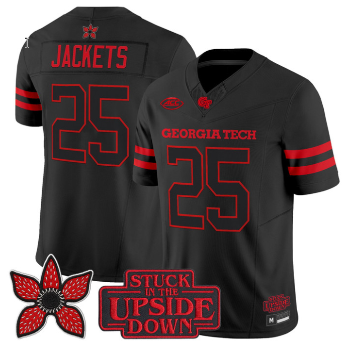Jackets Jersey #25 Georgia Tech Yellow Jackets Stranger Things Edition Stitched