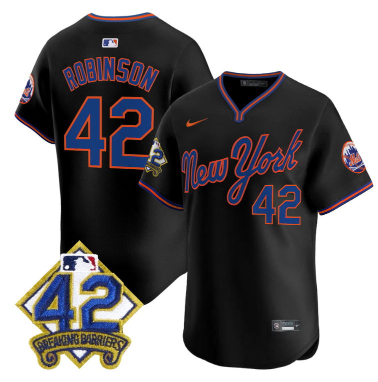 Jackie Robinson Jersey #42 New York Mets 2025 Road Alternate Stitched Black