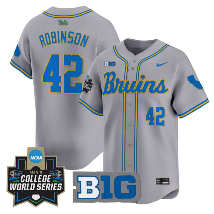 Jackie Robinson Jersey #42 UCLA Bruins 2025 World Series Stitched Gray