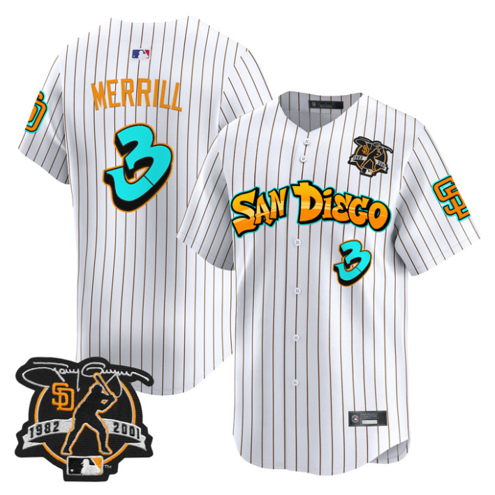 Jackson Merrill Jersey #3 San Diego Padres Graffiti Barrio Edition Stripes