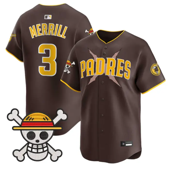 Jackson Merrill Jersey #3 Padres One Piece Premier Limited Stitched