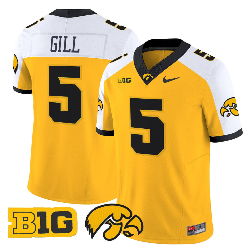 Jacob Gill Jersey #5 Iowa Hawkeyes 2025 Limited Stitched Gold Alternate