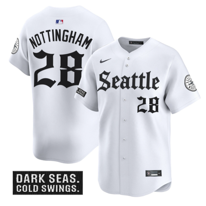 Jacob Nottingham Jersey #28 Seattle Mariners Deep Sea Gothic Edition Limited Stitched White