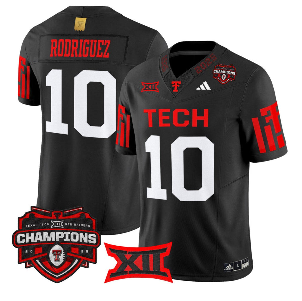 Jacob Rodriguez Jersey #10 Texas Tech 2025 Big 12 Champions Stitched