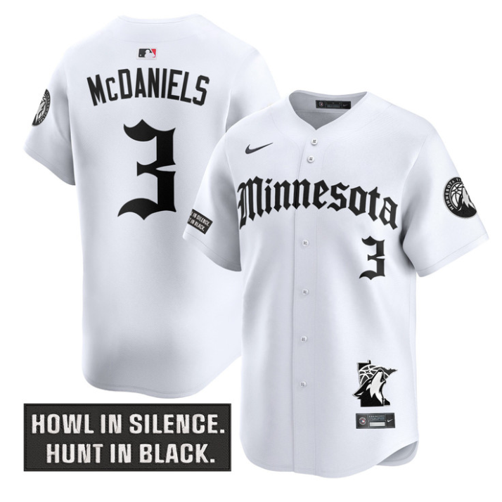 Jaden Mcdaniels Jersey #3 Minnesota Timberwolves Gothic North Howl Edition White