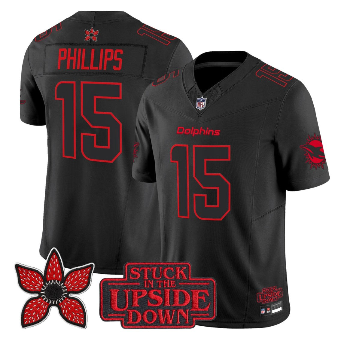 Jaelan Phillips Jersey #15 Miami Dolphins Stranger Things Edition Stitched