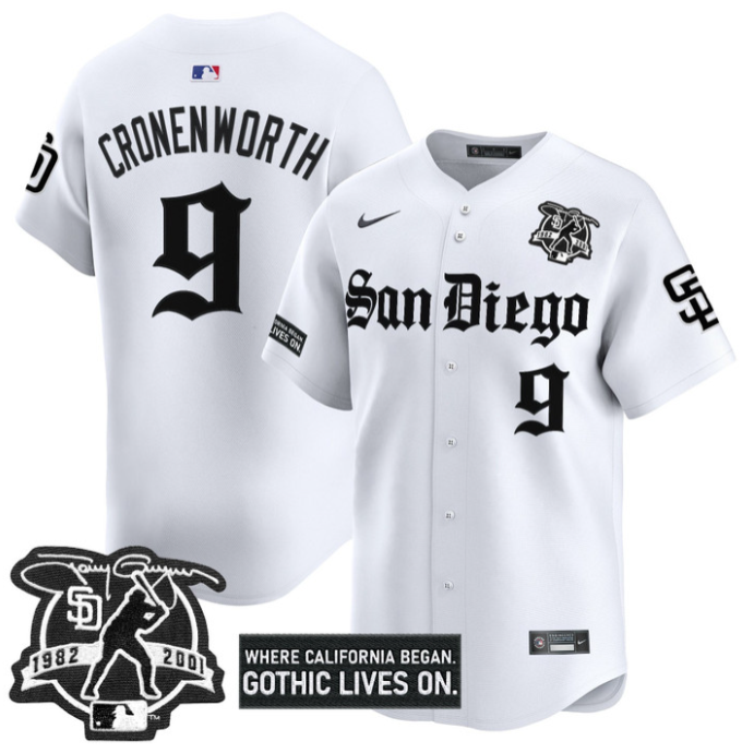Jake Cronenworth Jersey #9 San Diego Padres Gothic Edition Vapor Limited Stitched White