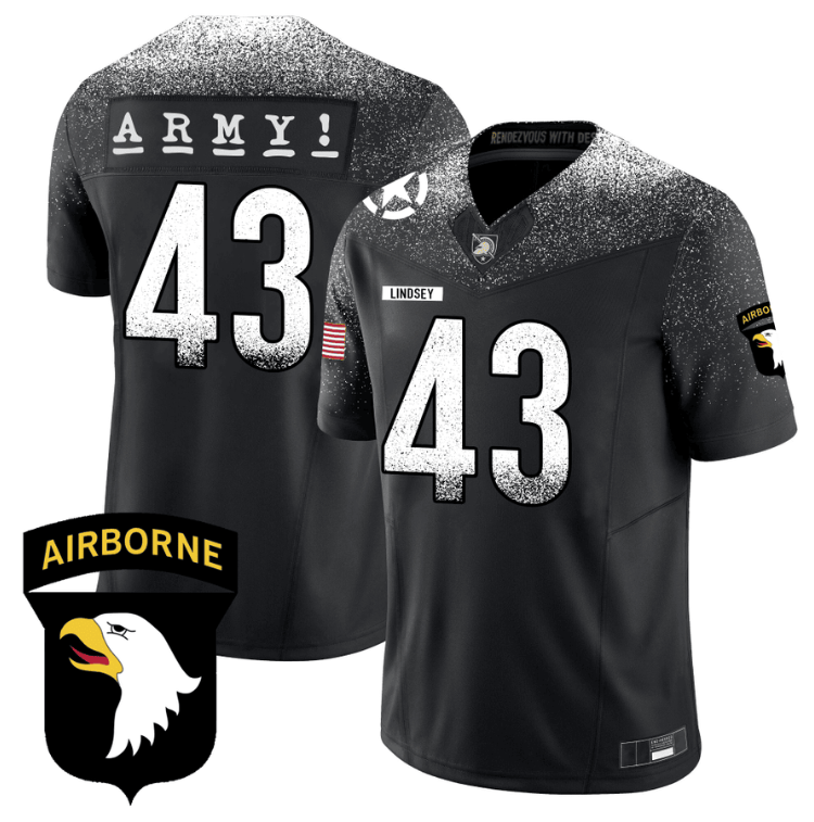 Jake Lindsey Jersey #43 Army Black Knights 101st Airborne Division Honoring Black