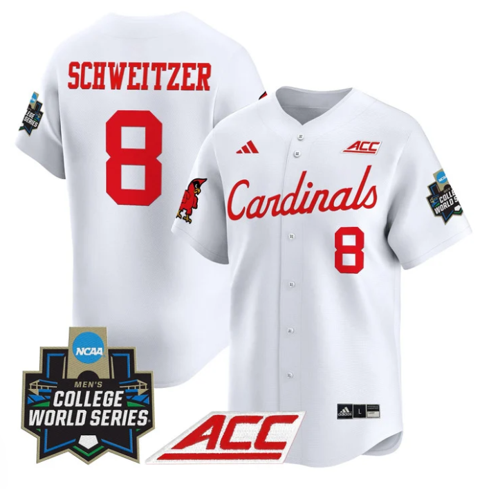 Jake Schweitzer Jersey #8 Louisville Cardinals 2025 World Series White