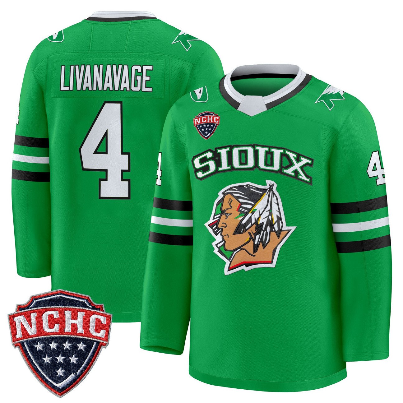 Jake Livanavage Jersey #4 North Dakota Fighting Hawks 2025-26 Stitched