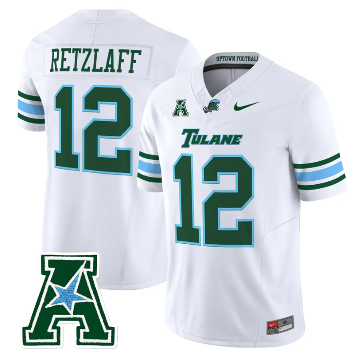 Jake Retzlaff Jersey #12 Tulane Green Wave 2025 Vapor Limited Stitched