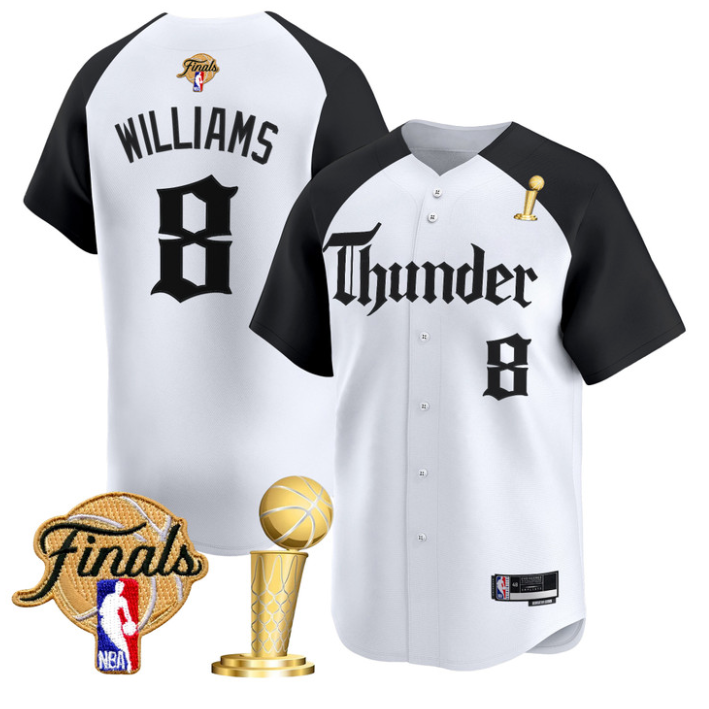 Jalen Williams Jersey #8 Oklahoma City Thunder Gothic Storm 2025 Champions