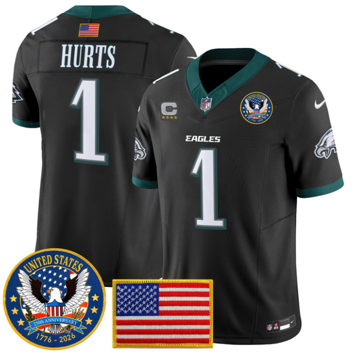Jalen Hurts Jersey #1 United States 250th Anniversary Patch Stitched
