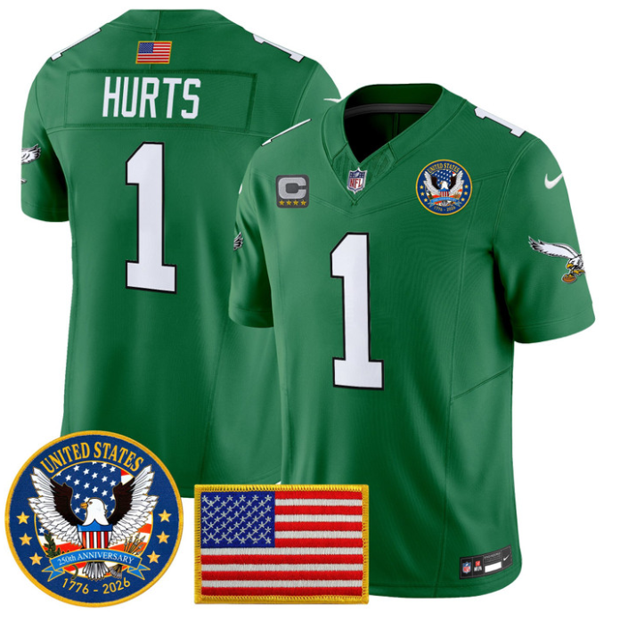 Jalen Hurts Jersey #1 United States 250th Anniversary Patch Stitched