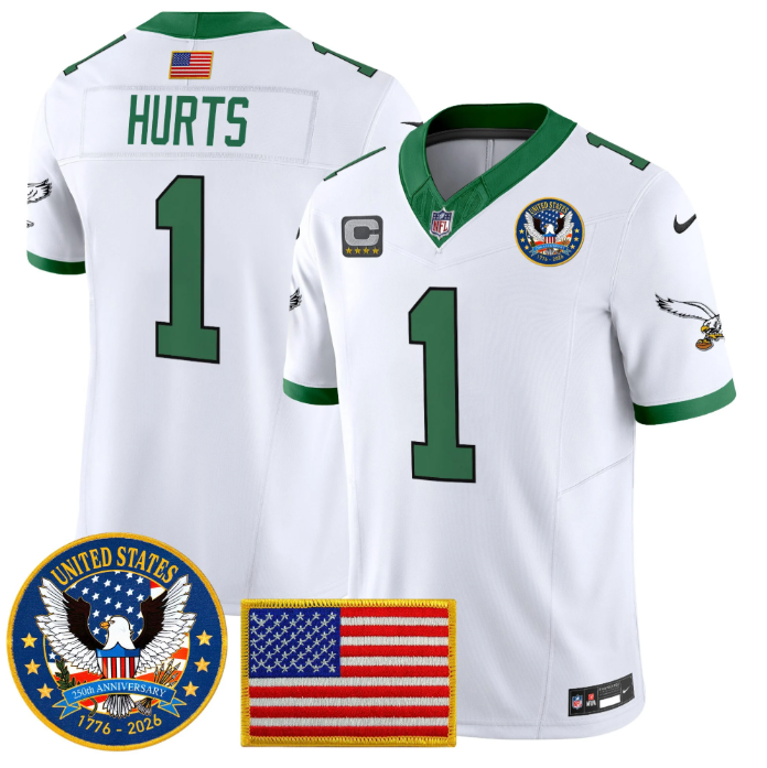 Jalen Hurts Jersey #1 United States 250th Anniversary Patch Stitched