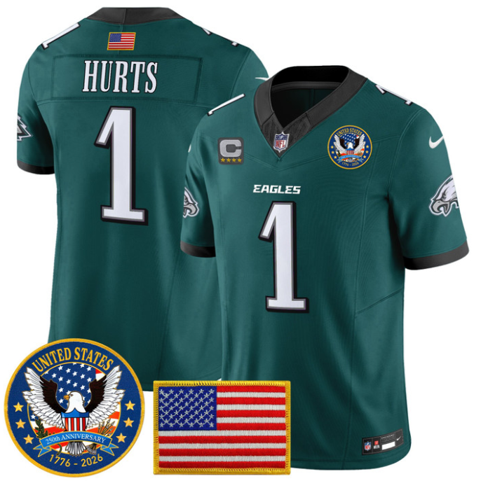 Jalen Hurts Jersey #1 United States 250th Anniversary Patch Stitched