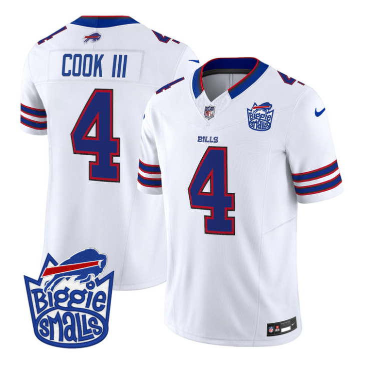 James Cook III Jersey #4 Biggie Smalls Patch Vapor Limited Stitched