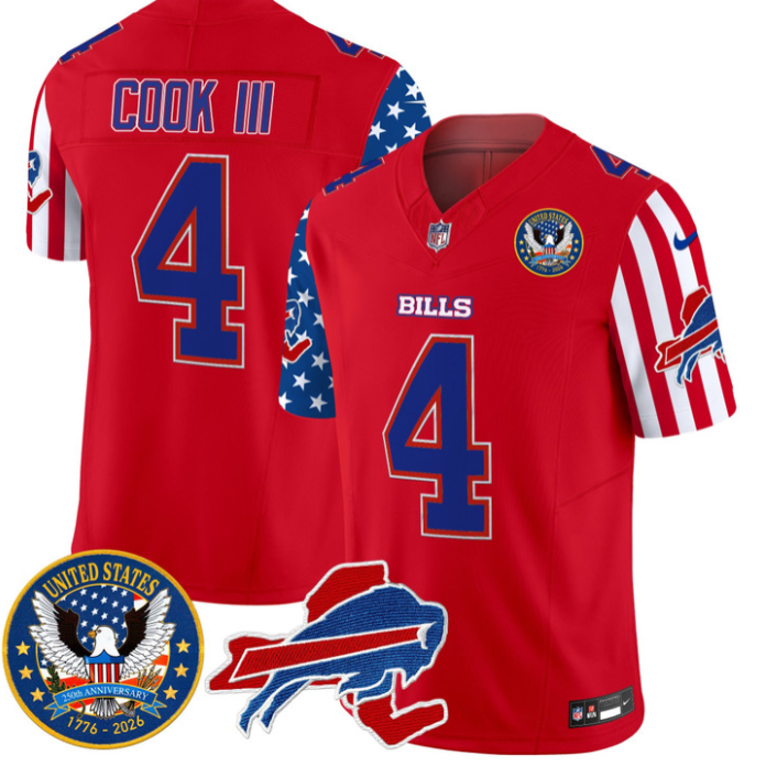 James Cook III Jersey #4 Bills America 250 Edition Vapor Limited Stitched