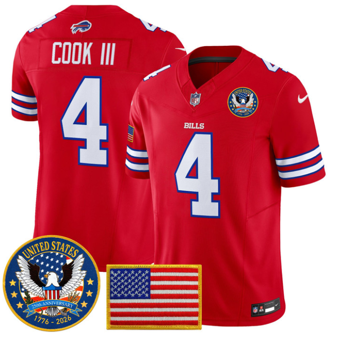 James Cook III Jersey #4 United States 250th Anniversary Patch Stitched