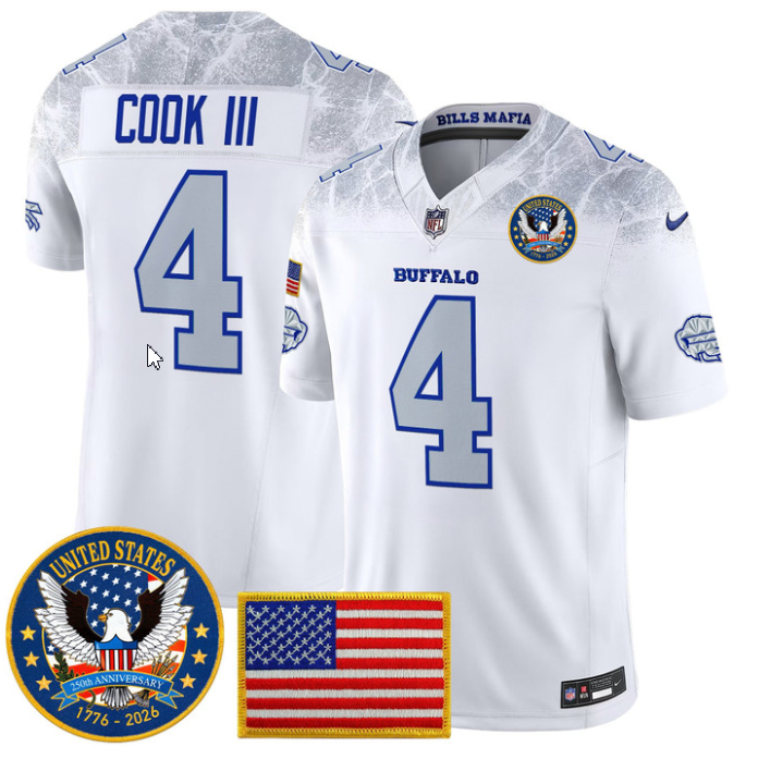 James Cook III Jersey #4 United States 250th Anniversary Patch Stitched