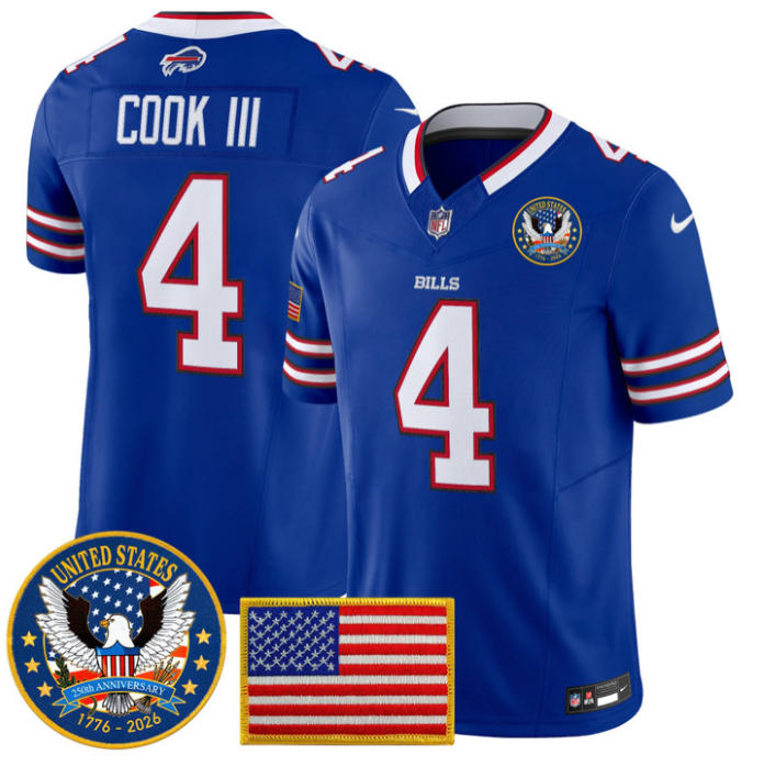 James Cook III Jersey #4 United States 250th Anniversary Patch Stitched