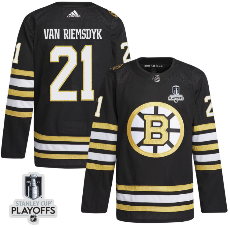 James van Riemsdyk 21 Boston Bruins 2024 NHL Playoffs Patch Home Jersey - Men, Black