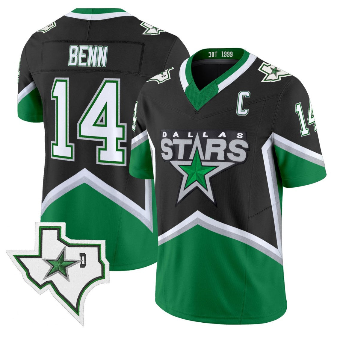 Jamie Benn Jersey #14 Dallas Stars 99 Throwback Vapor Football Style Stitched