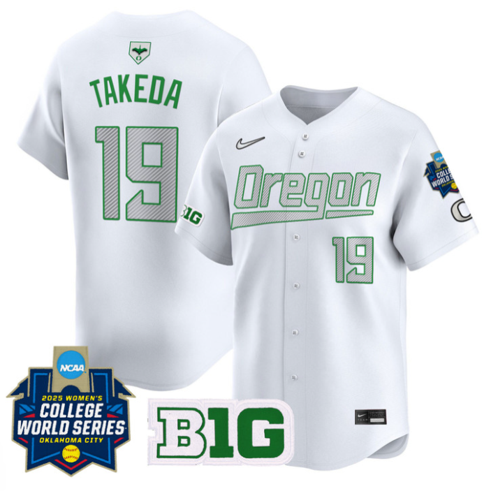 Janie Takeda Jersey #19 Oregon Ducks Softball 2025 World Series Stitched White